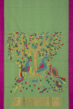 Image of Cotton Jamdani Sea Green Saree
