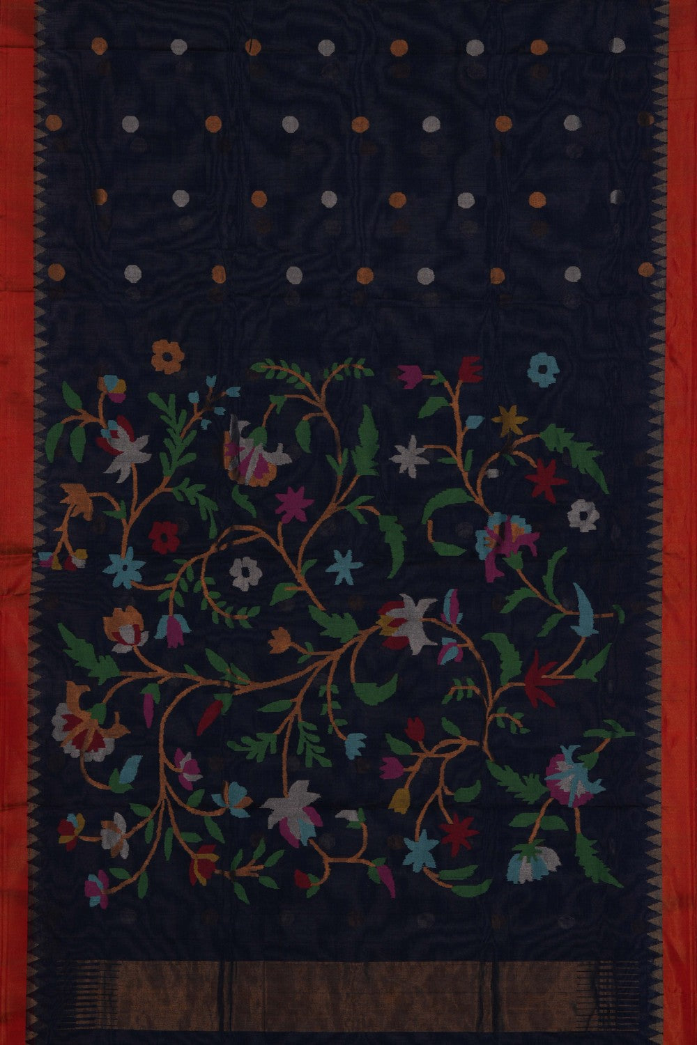 Cotton Jamdani Navy Blue Saree