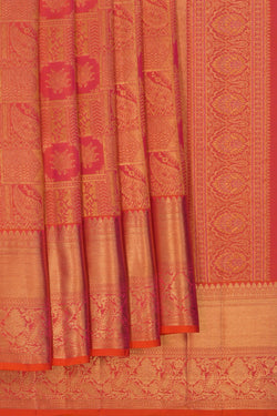 Image of Kanchipattu Brocade Coral Orange Saree