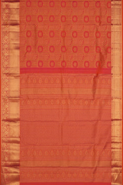 Image of Kanchipattu Brocade Coral Orange Saree