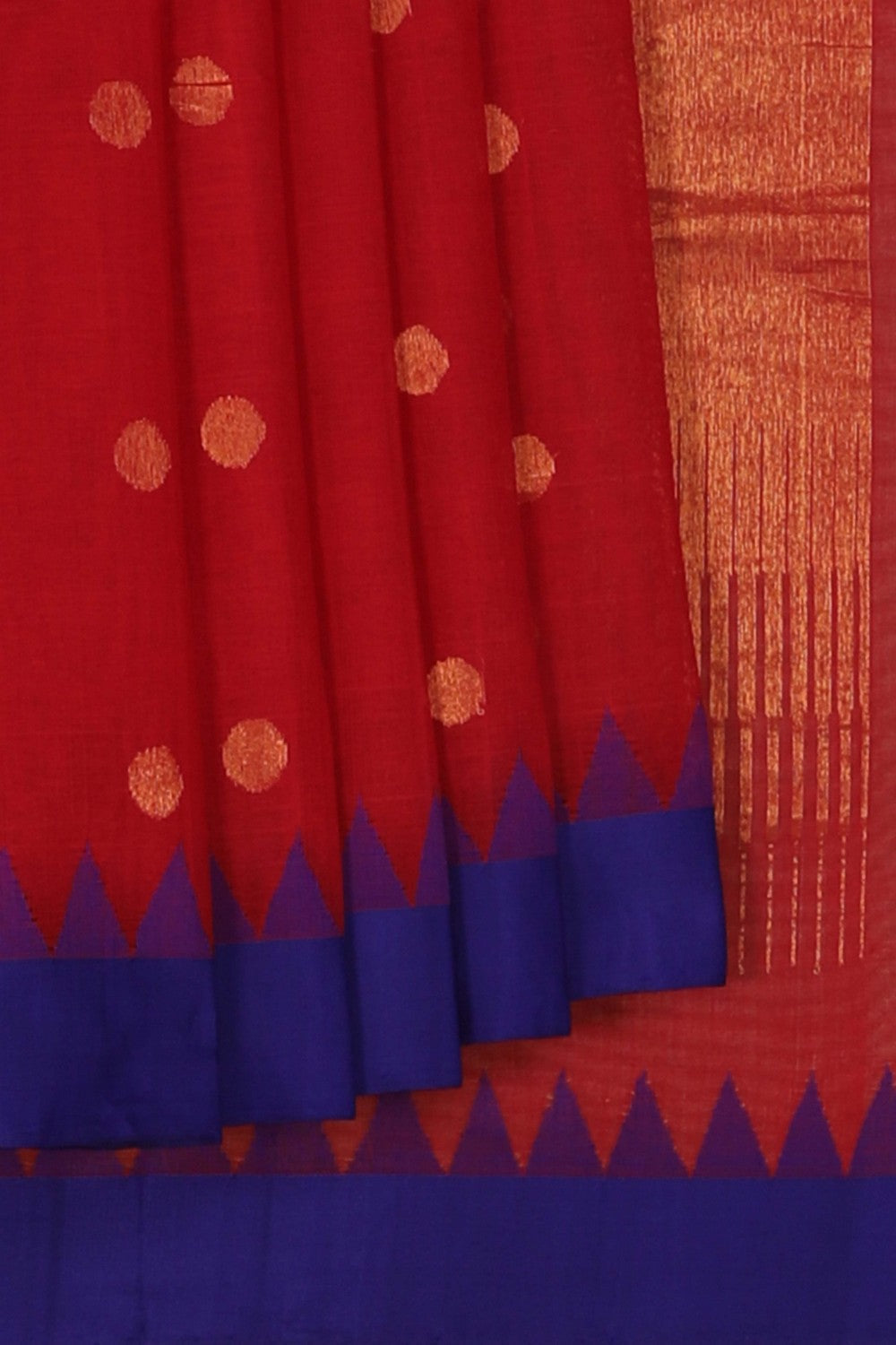 Image of Ponduru Cotton Red Saree
