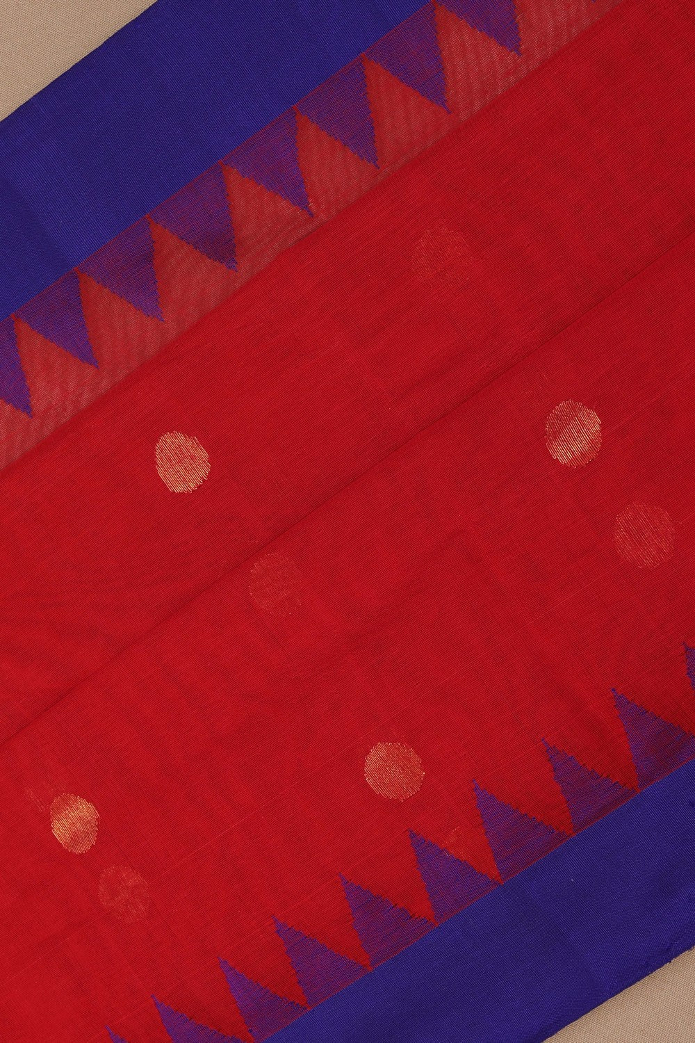 Image of Ponduru Cotton Red Saree
