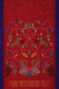 Image of Ponduru Cotton Red Saree