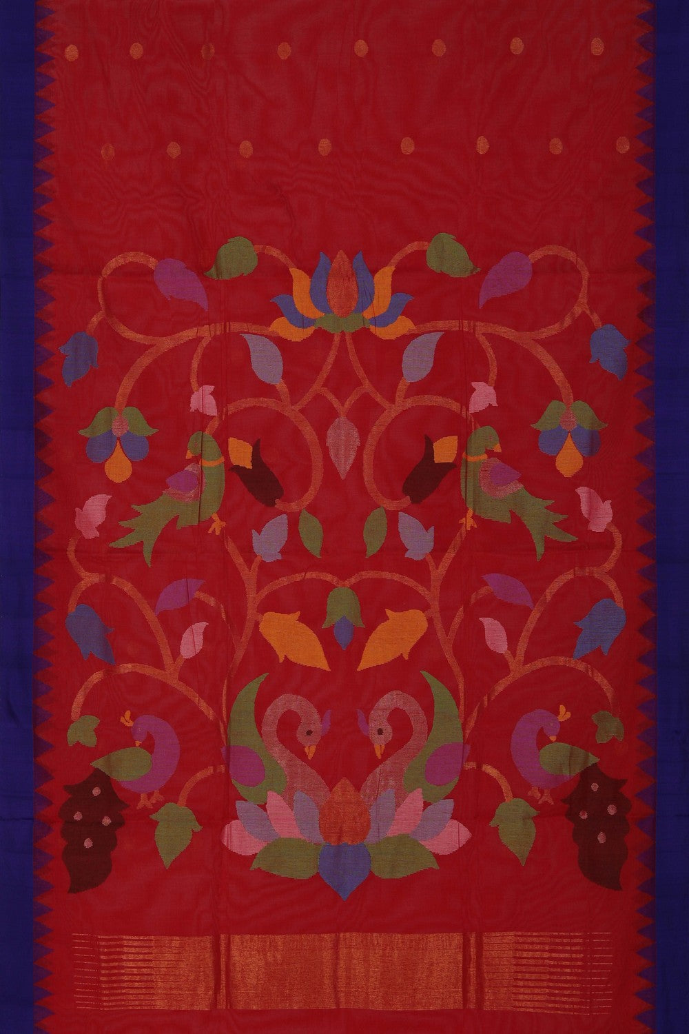 Image of Ponduru Cotton Red Saree