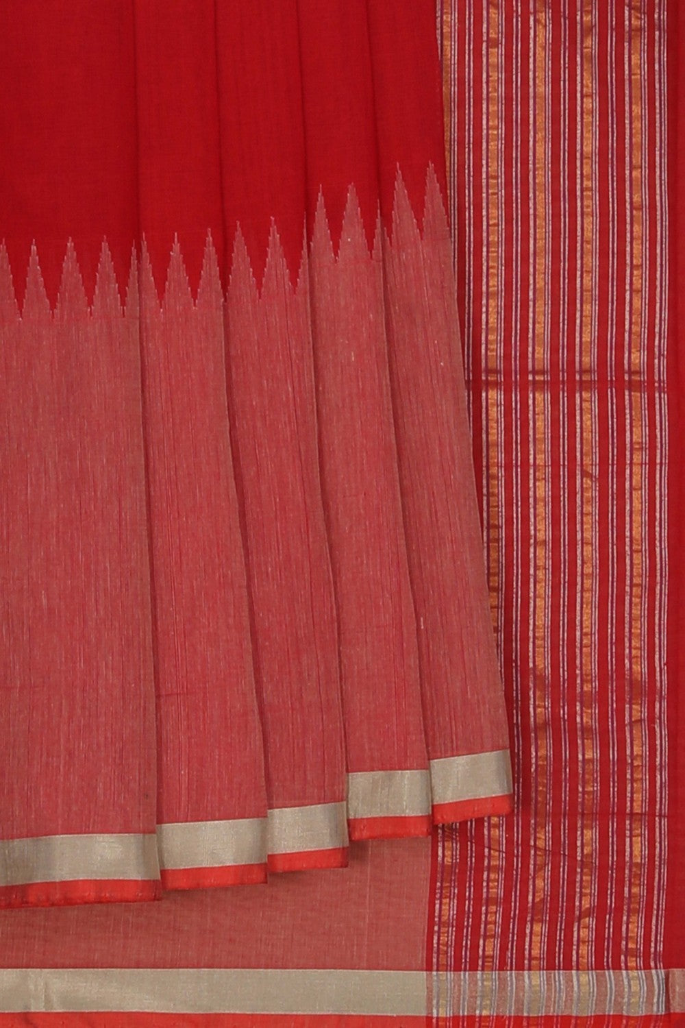 Image of Ponduru Cotton Red Saree