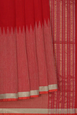 Image of Ponduru Cotton Red Saree