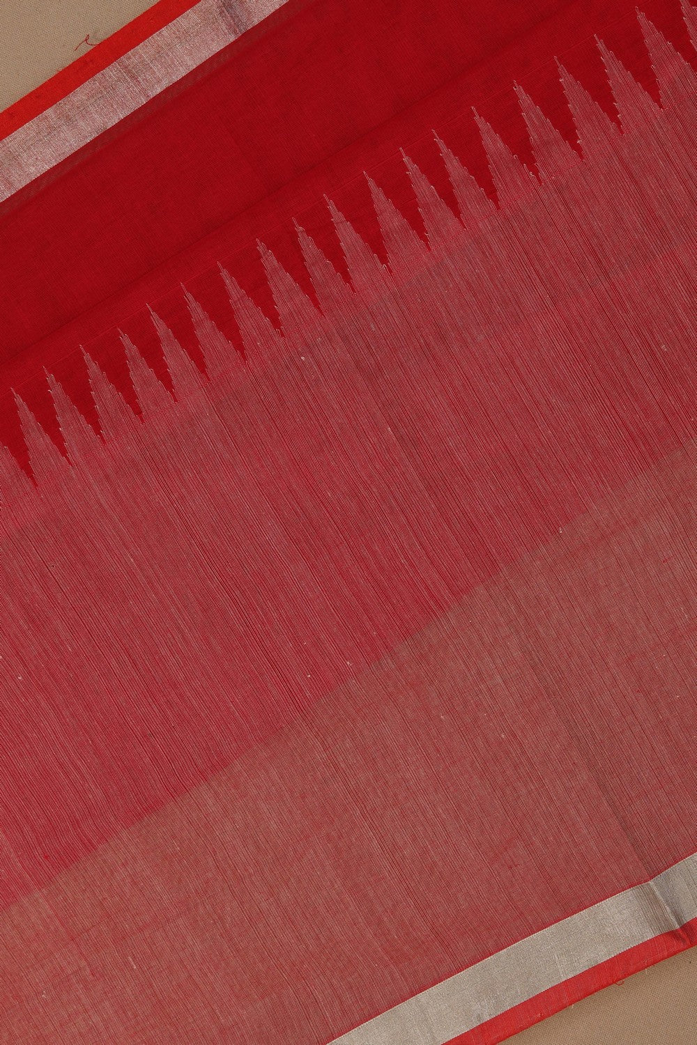 Image of Ponduru Cotton Red Saree