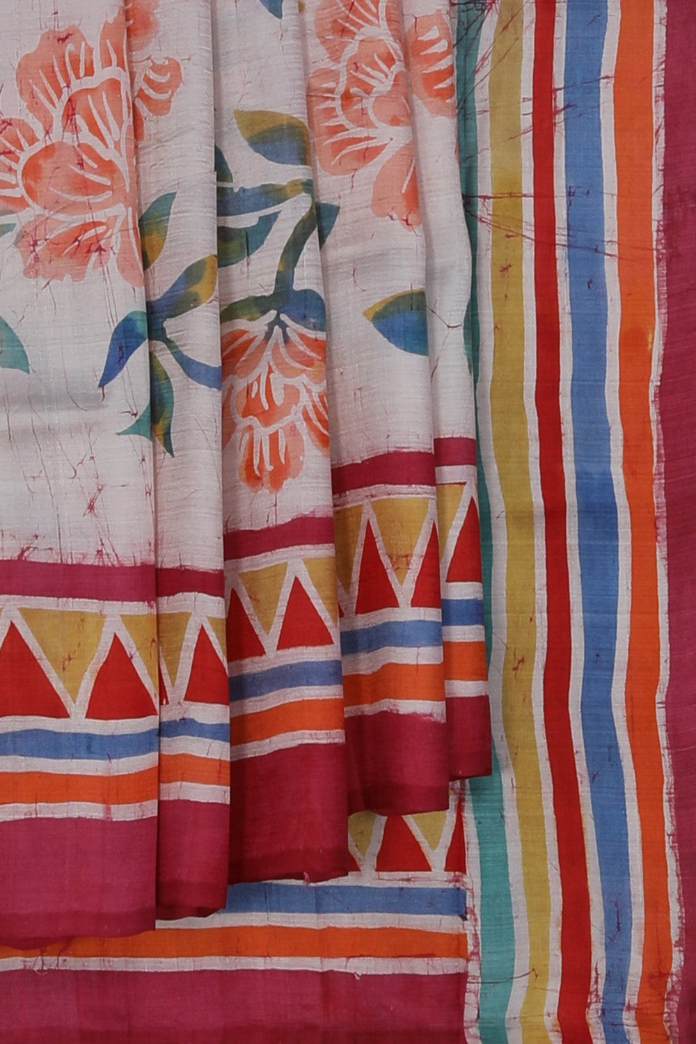 Image of Batik Painted Silk Saree