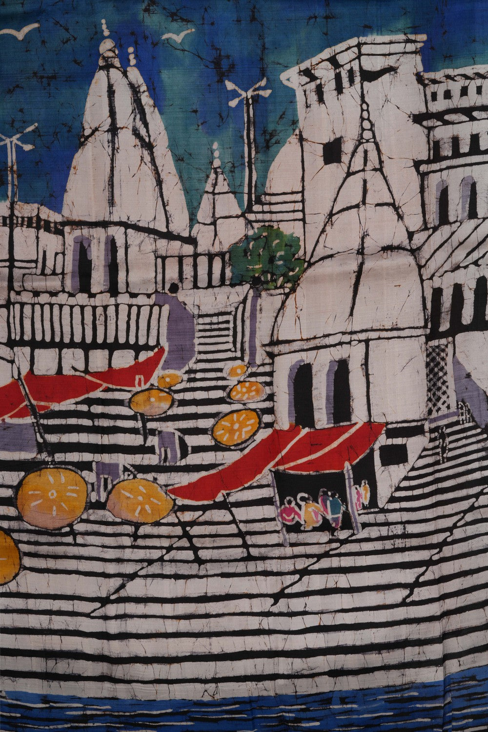 Image of Temple Painted Silk Saree