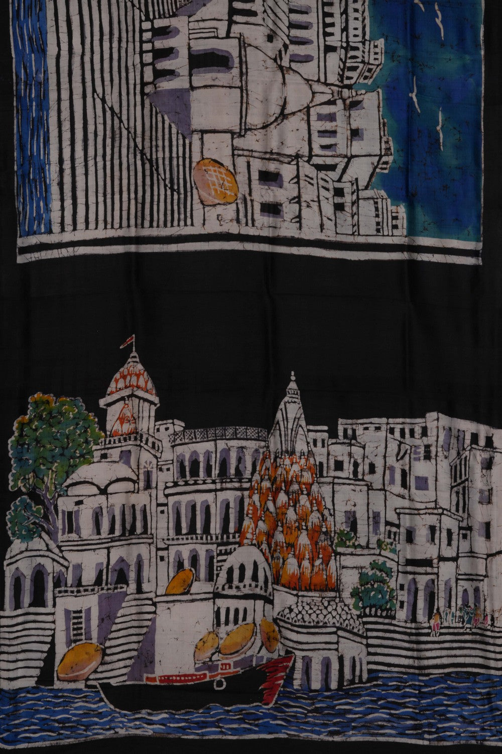 Image of Temple Painted Silk Saree