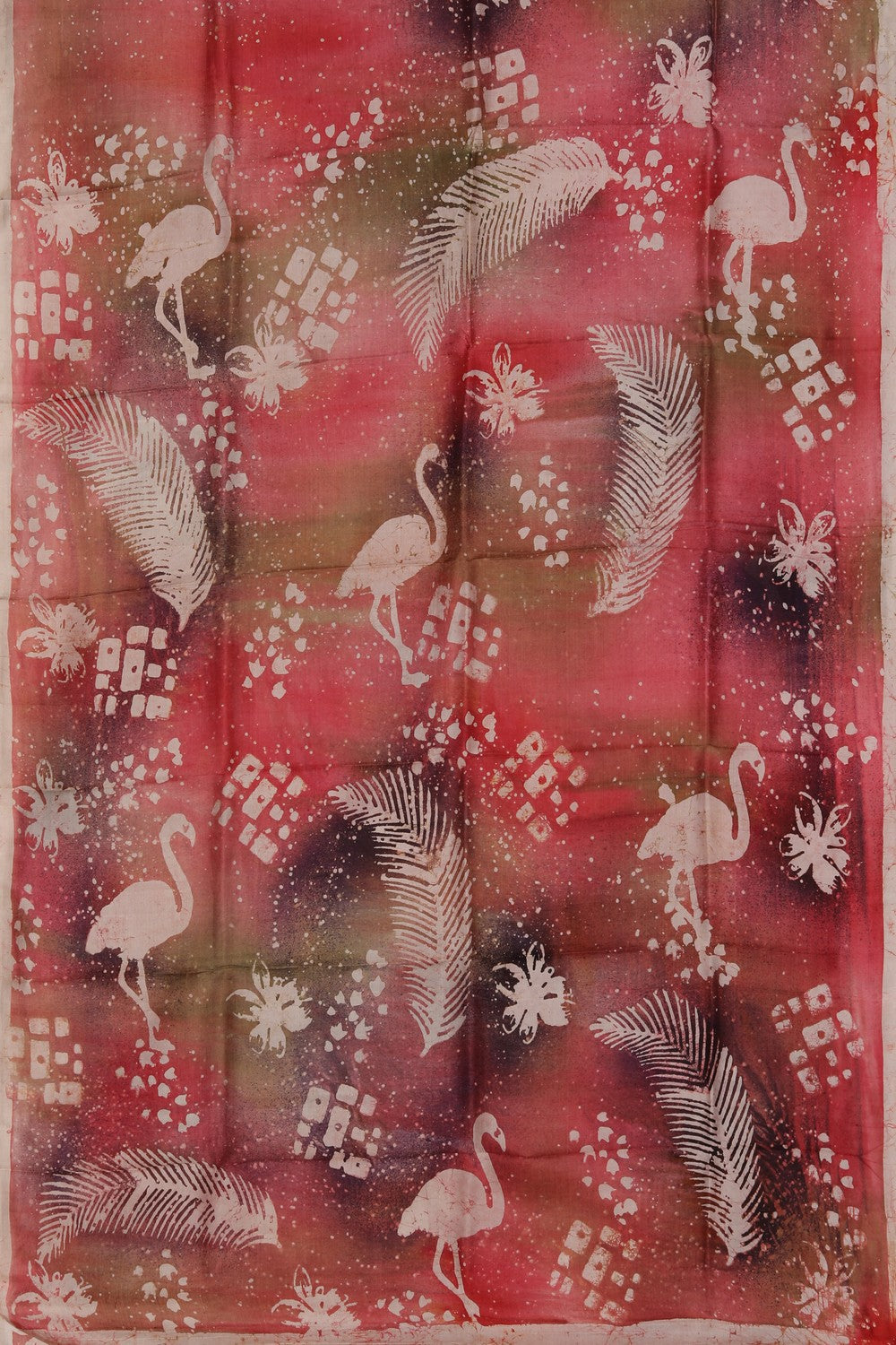 Image of Pink Painted Silk Saree