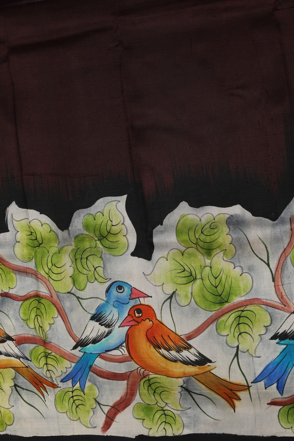 Image of Floral Painted Silk Saree