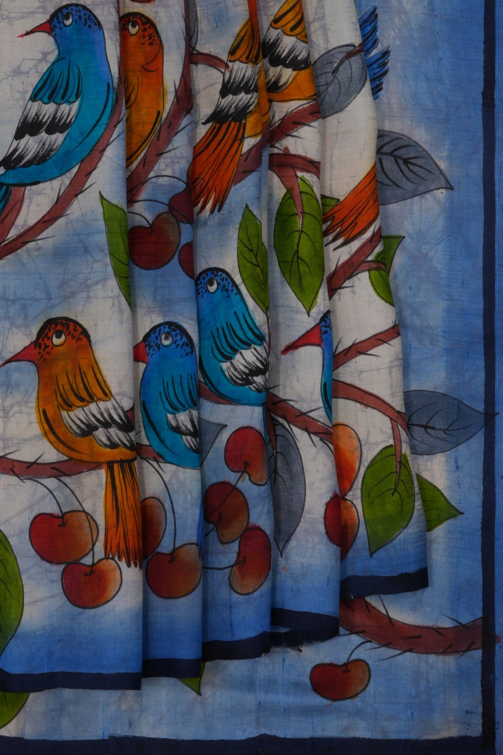 Image of Floral Painted Silk Saree