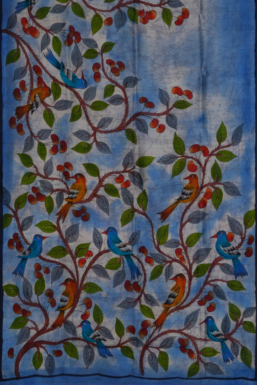 Image of Floral Painted Silk Saree