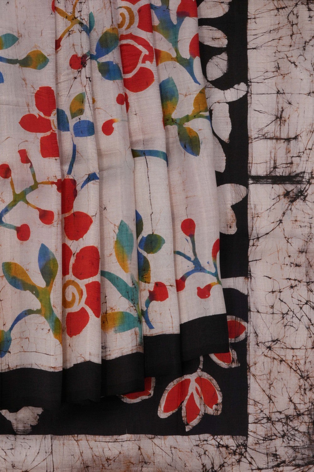 Image of Batik Painted Silk Saree