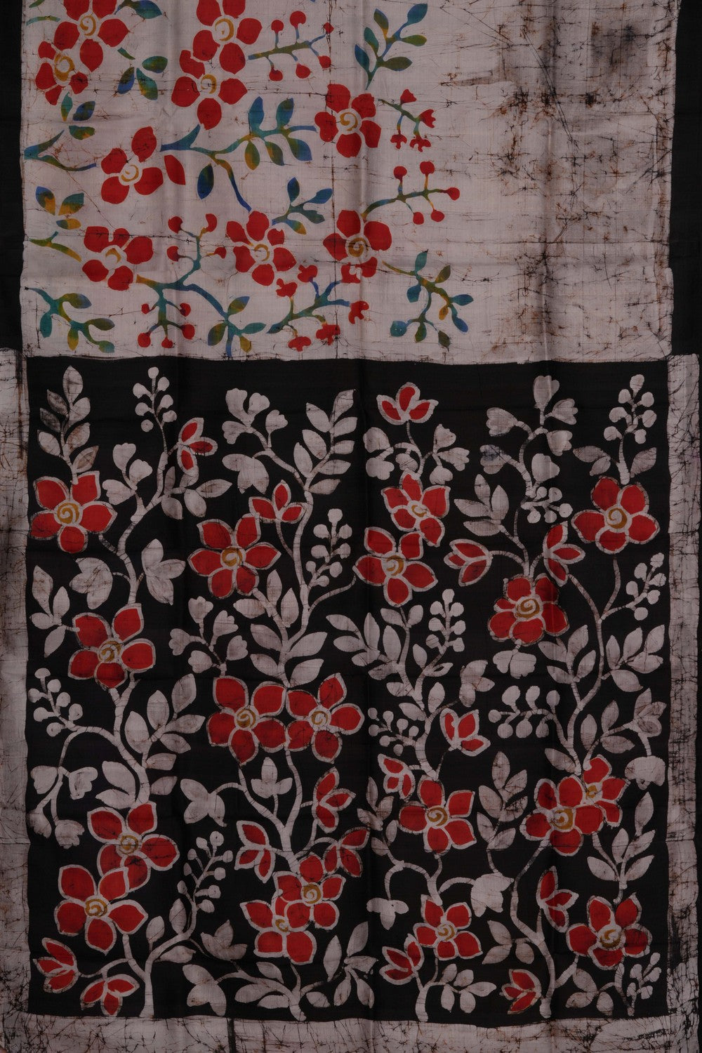 Image of Batik Painted Silk Saree