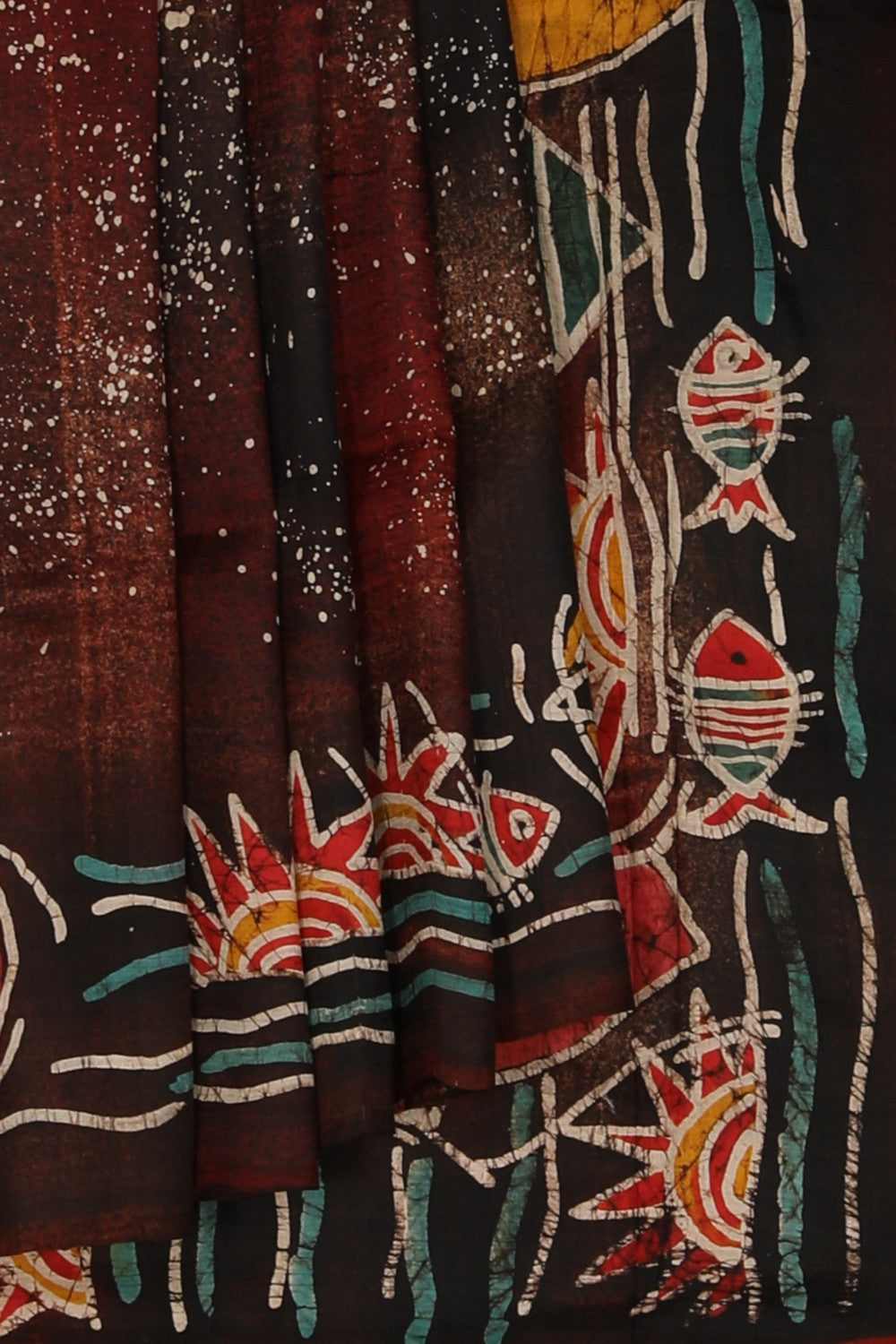 Image of Batik Painted Silk Saree