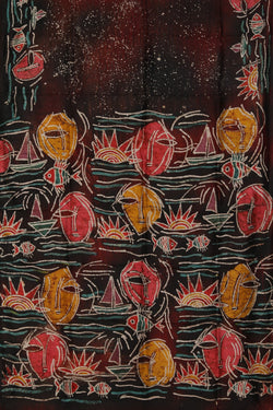 Image of Batik Painted Silk Saree