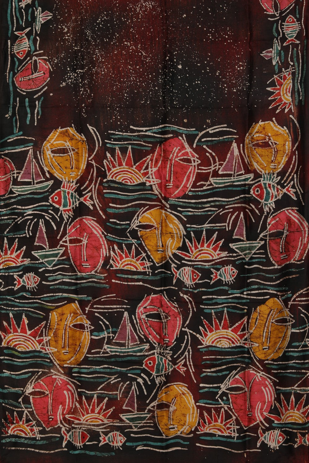 Image of Batik Painted Silk Saree