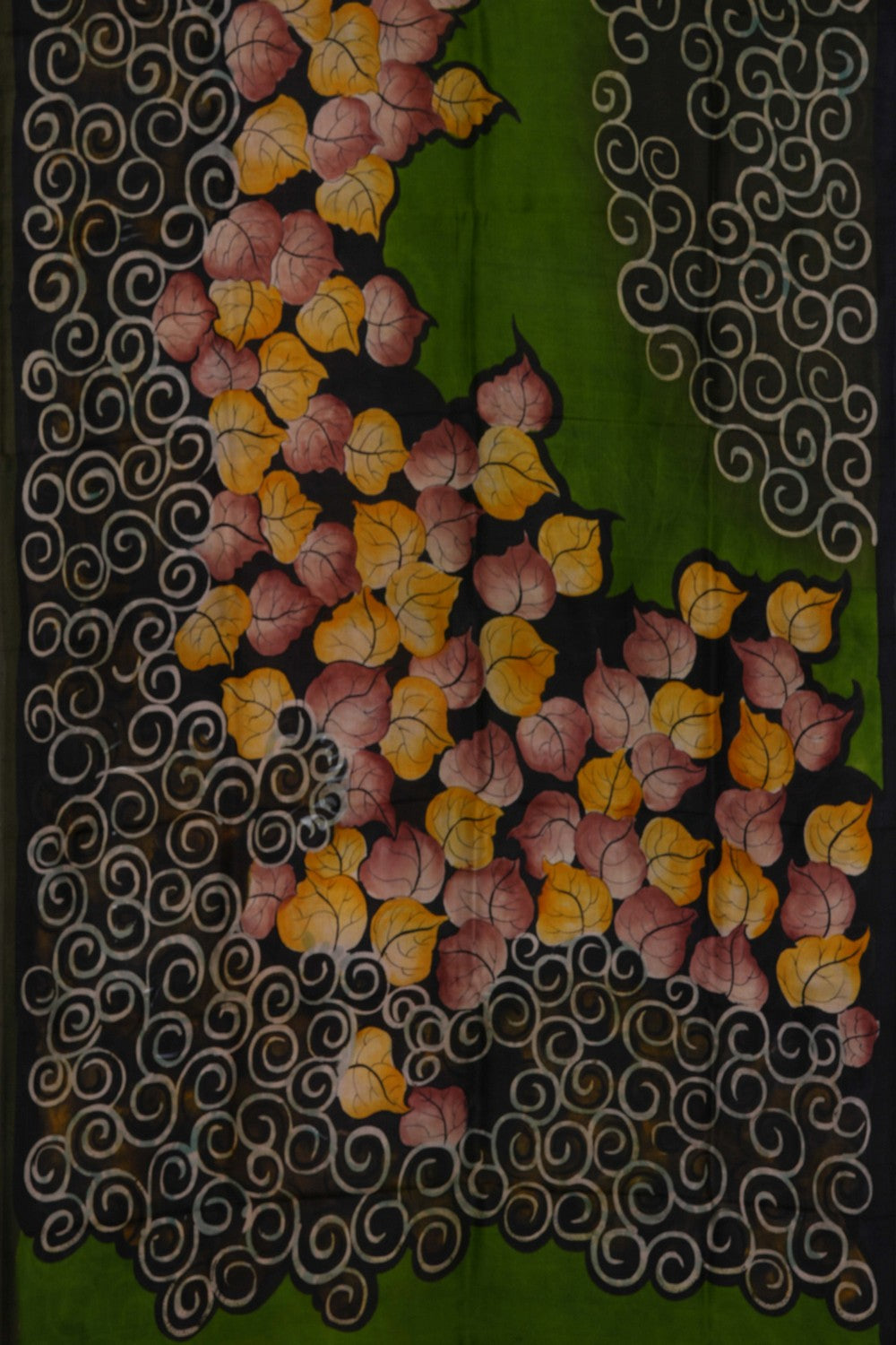 Image of Floral Painted Silk Saree