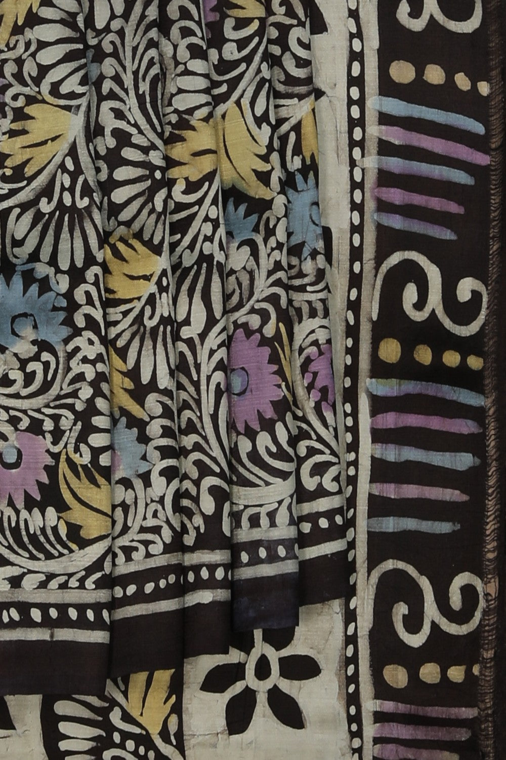 Image of Floral Painted Silk Saree