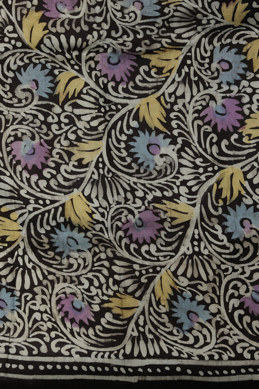 Image of Floral Painted Silk Saree