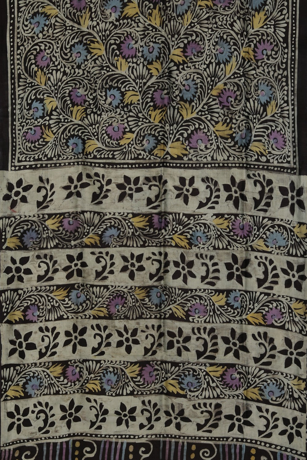 Image of Floral Painted Silk Saree
