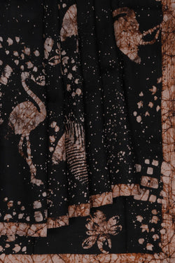 Image of Black Painted Silk Saree