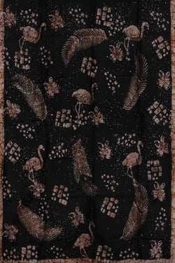 Image of Black Painted Silk Saree