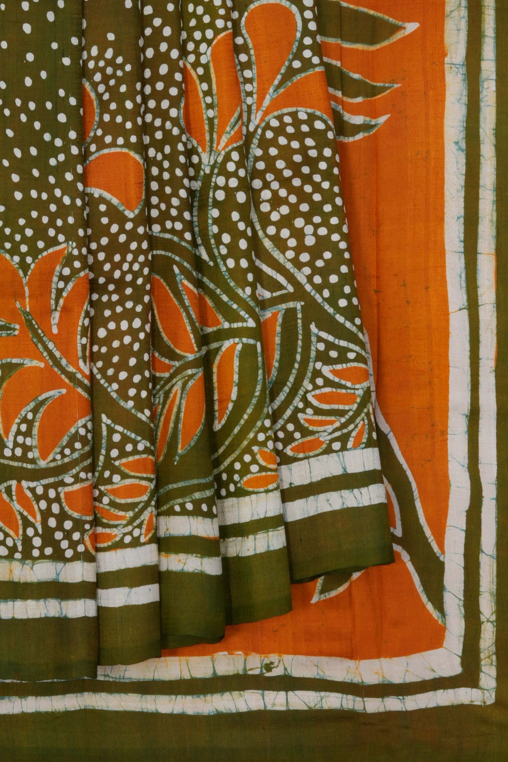 Image of Batik Painted Silk Saree