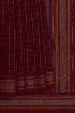 Image of Kanchi Cotton Kattam Maroon Saree
