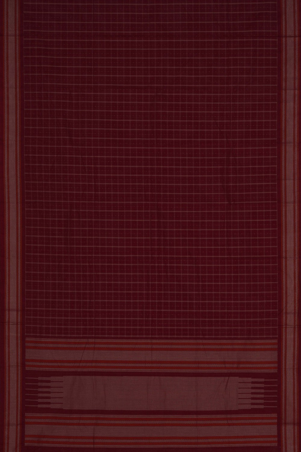 Kanchi Cotton Kattam Maroon Saree