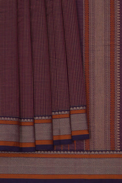 Image of Kanchi Cotton Kattam Purple Saree