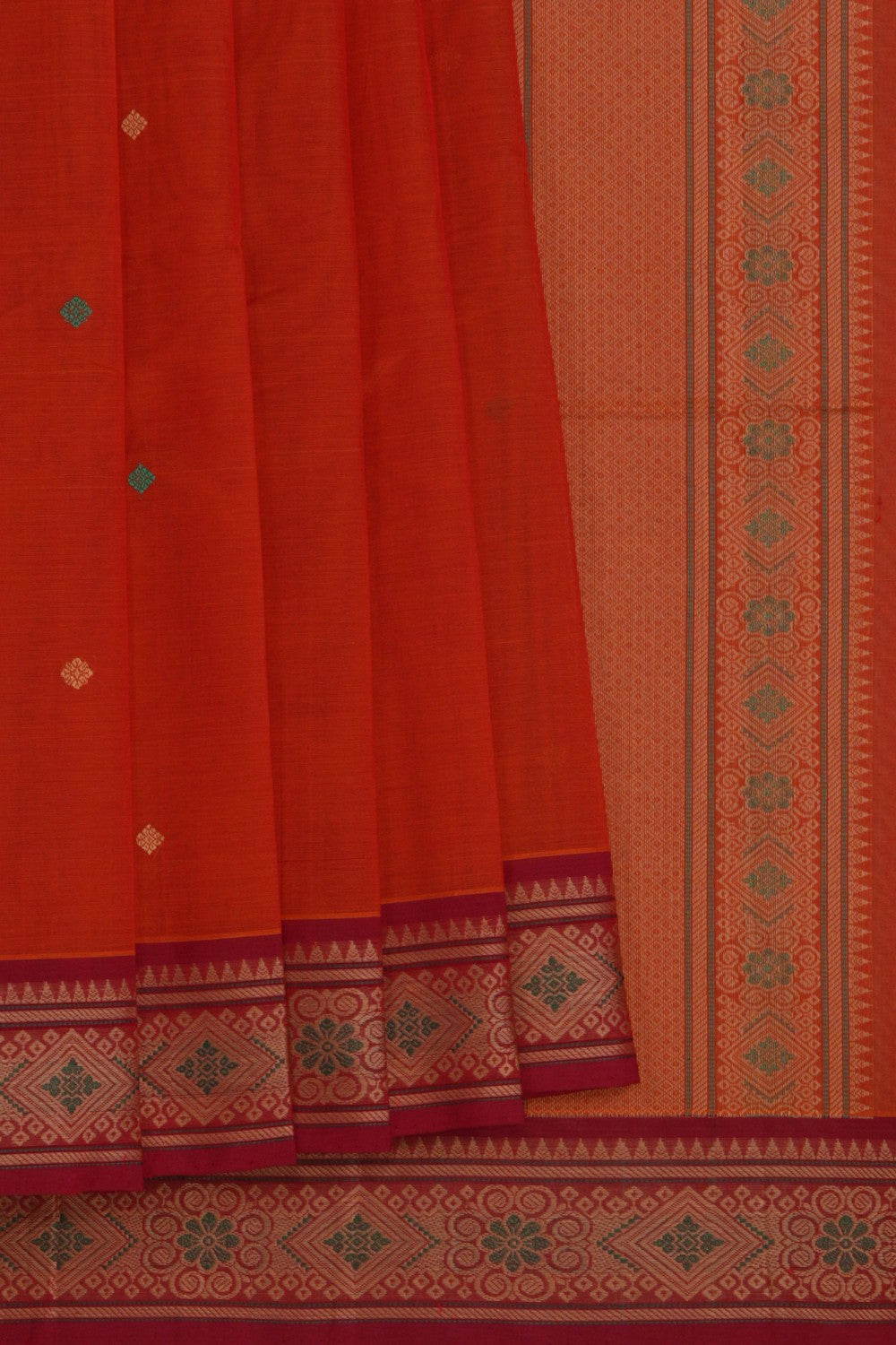 Kanchi Cotton Orange Saree