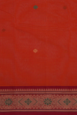 Image of Kanchi Cotton Orange Saree
