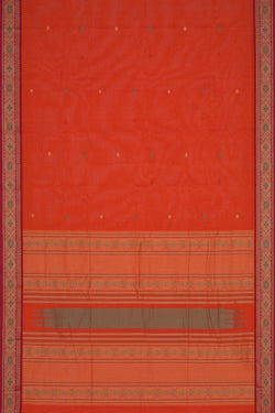Image of Kanchi Cotton Orange Saree