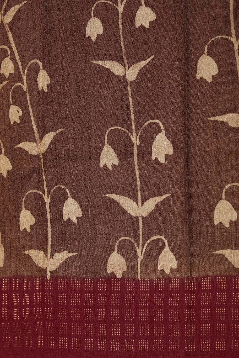 Image of Floral Printed Tussar Silk Saree