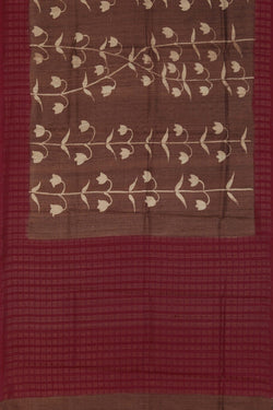 Image of Floral Printed Tussar Silk Saree