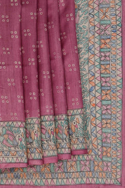 Image of Madhubani Printed Tussar Silk Saree