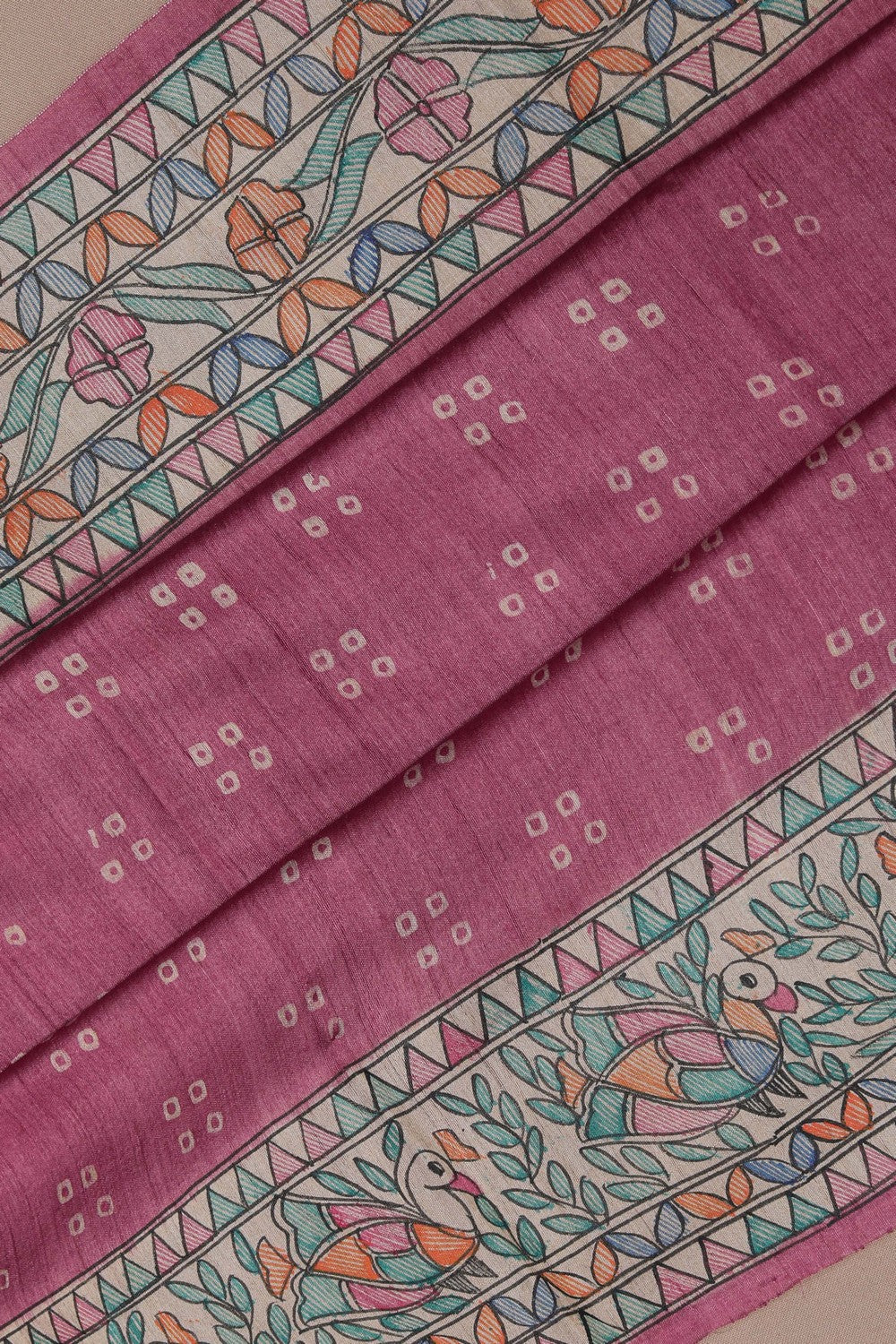 Image of Madhubani Printed Tussar Silk Saree