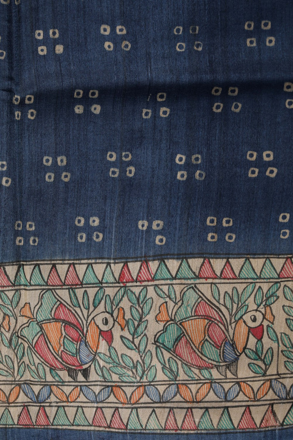 Image of Madhubani Printed Tussar Silk Saree