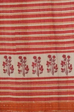 Image of Kantha Stitch Tussar Silk Saree