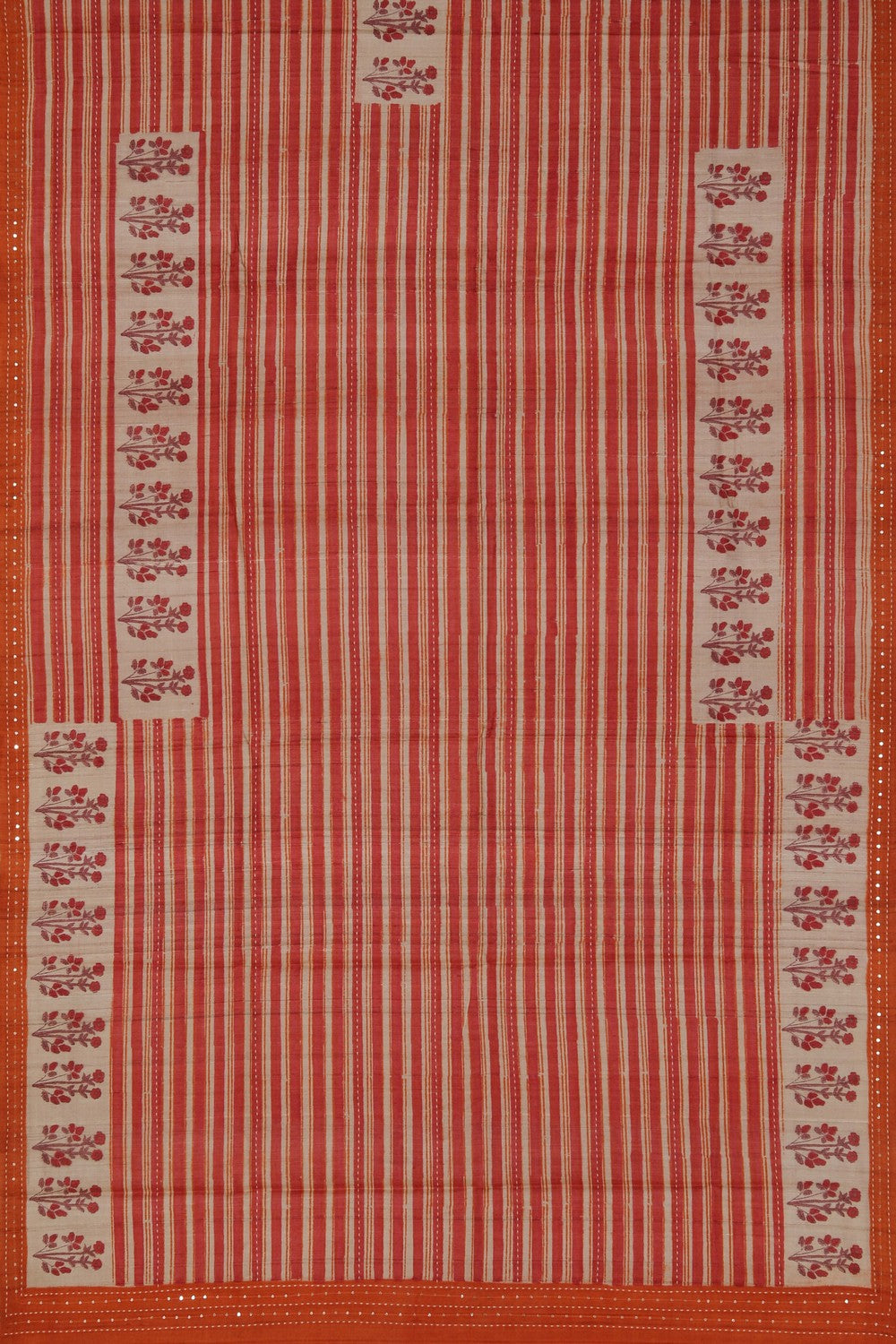 Image of Kantha Stitch Tussar Silk Saree