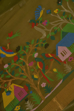 Image of Ponduru Cotton Green Saree