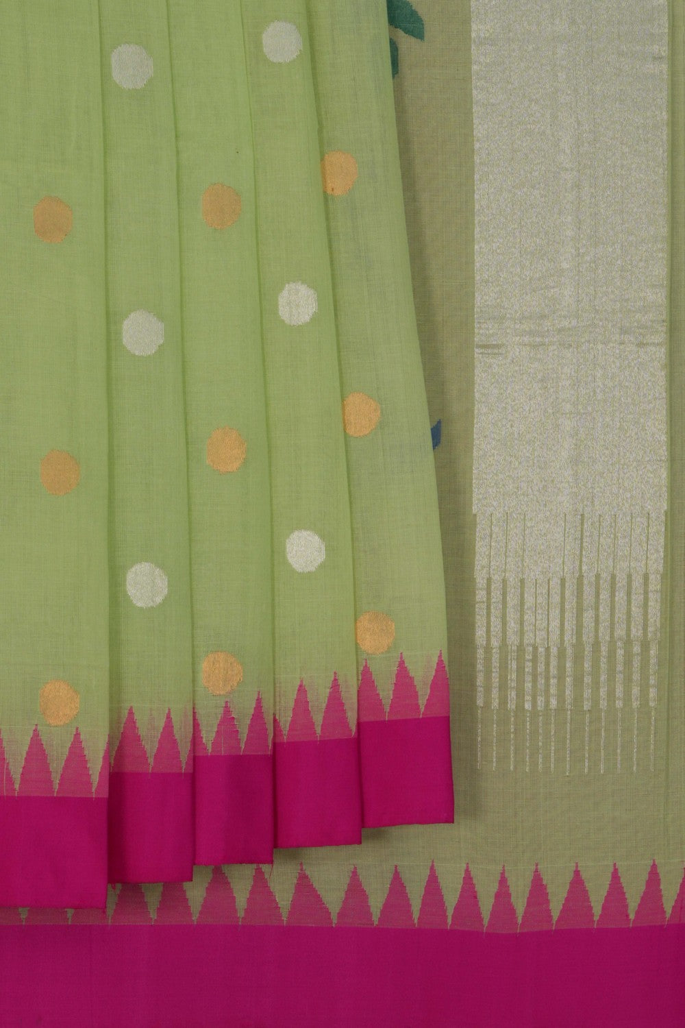 Image of Ponduru Cotton Mint Green Saree