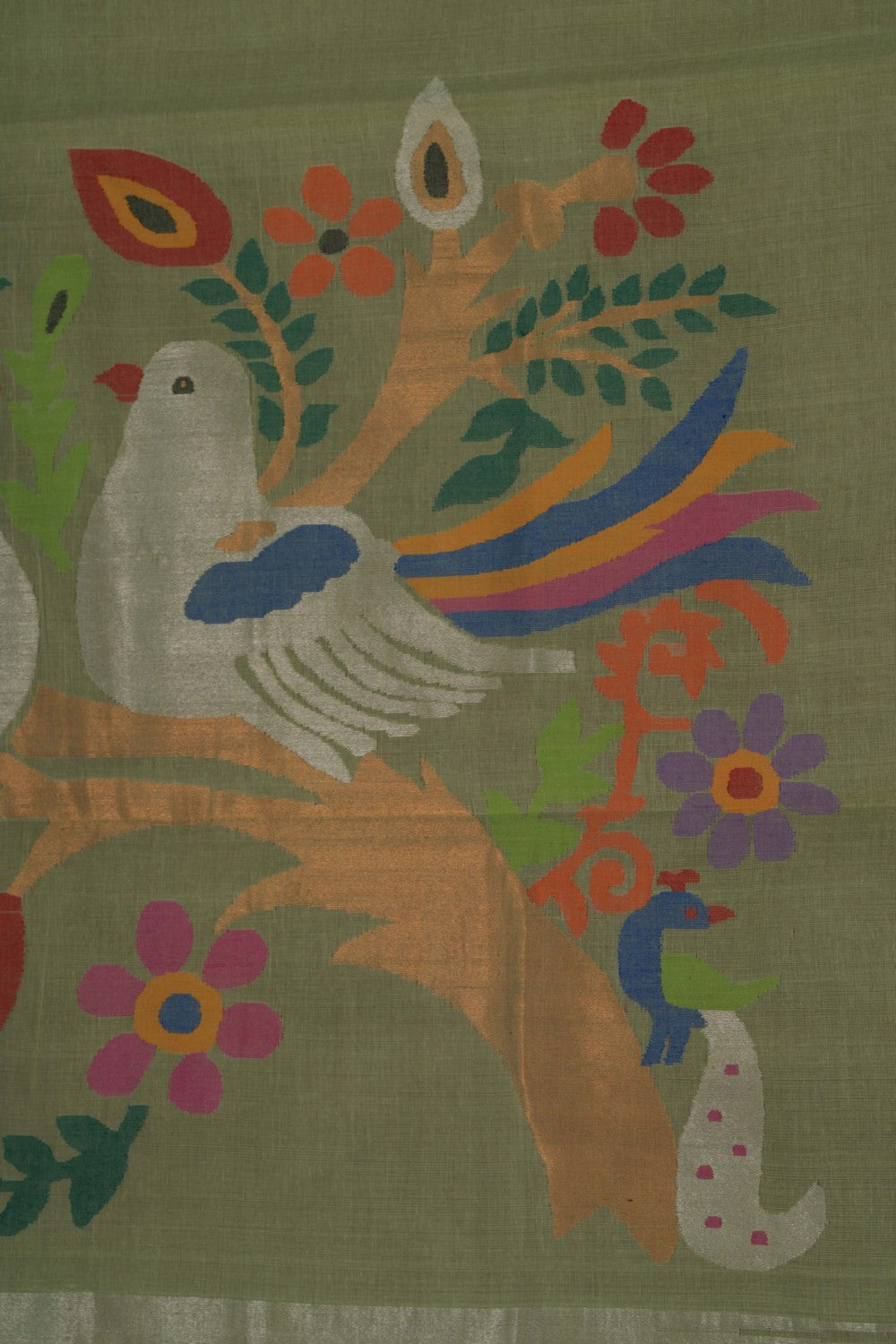 Image of Ponduru Cotton Mint Green Saree