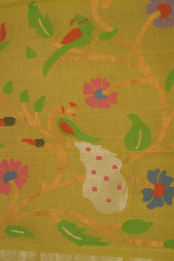 Image of Ponduru Cotton Yellow Saree