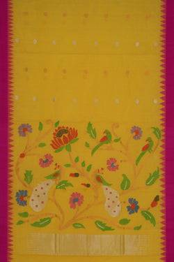 Image of Ponduru Cotton Yellow Saree