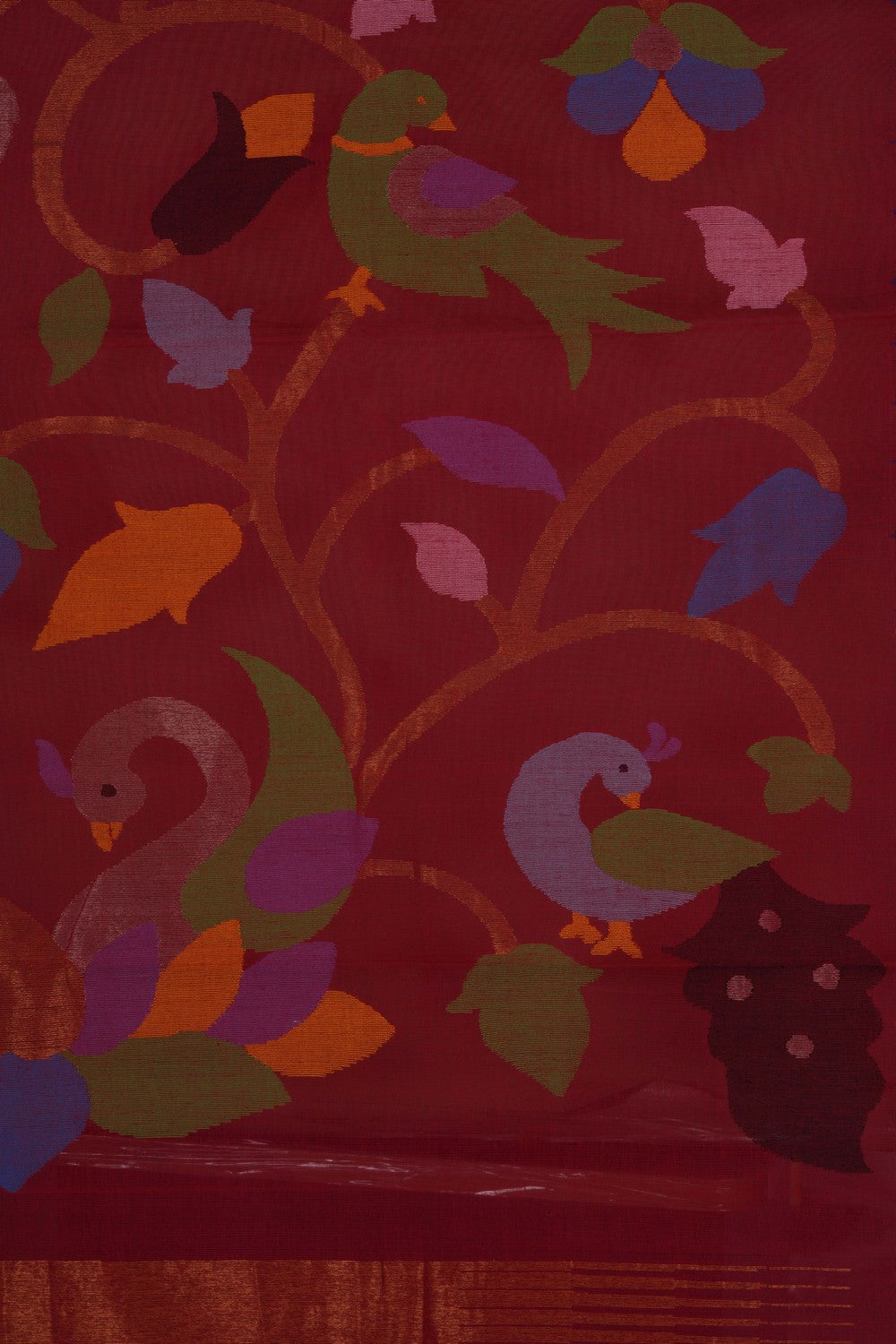 Image of Ponduru Cotton Red Saree