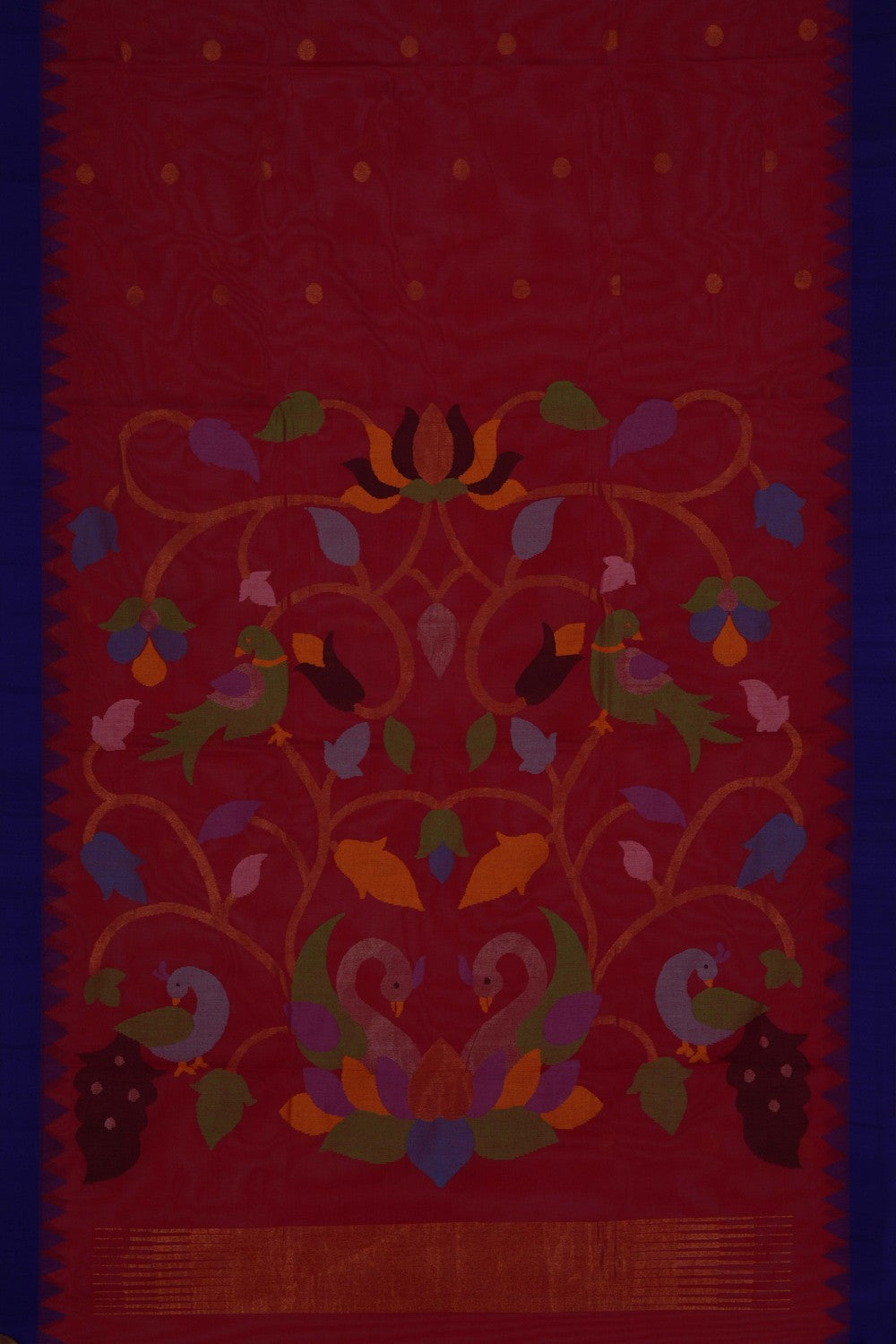 Image of Ponduru Cotton Red Saree